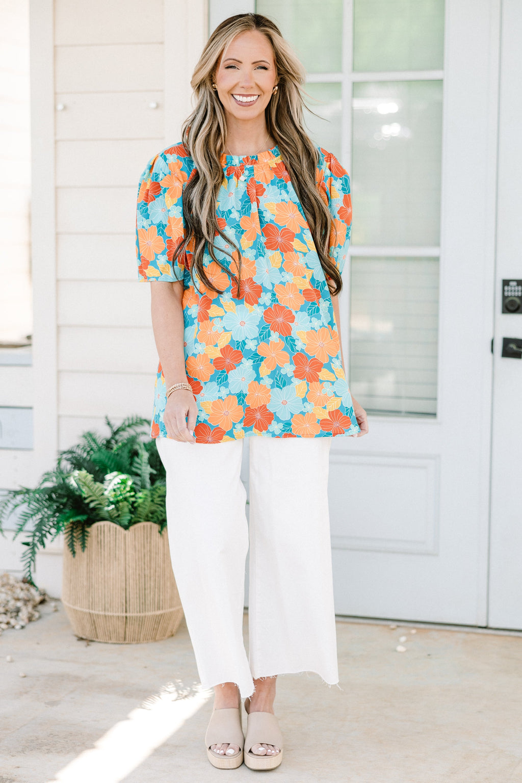 Citrus Bloom Blouse, Blue