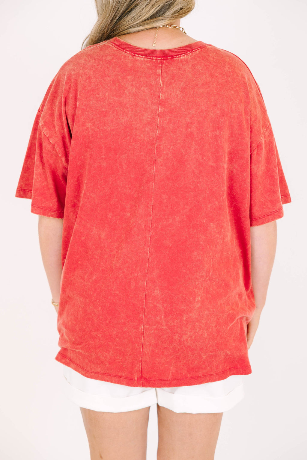 Classic American Acid Wash Relaxed Tee, Dark Red