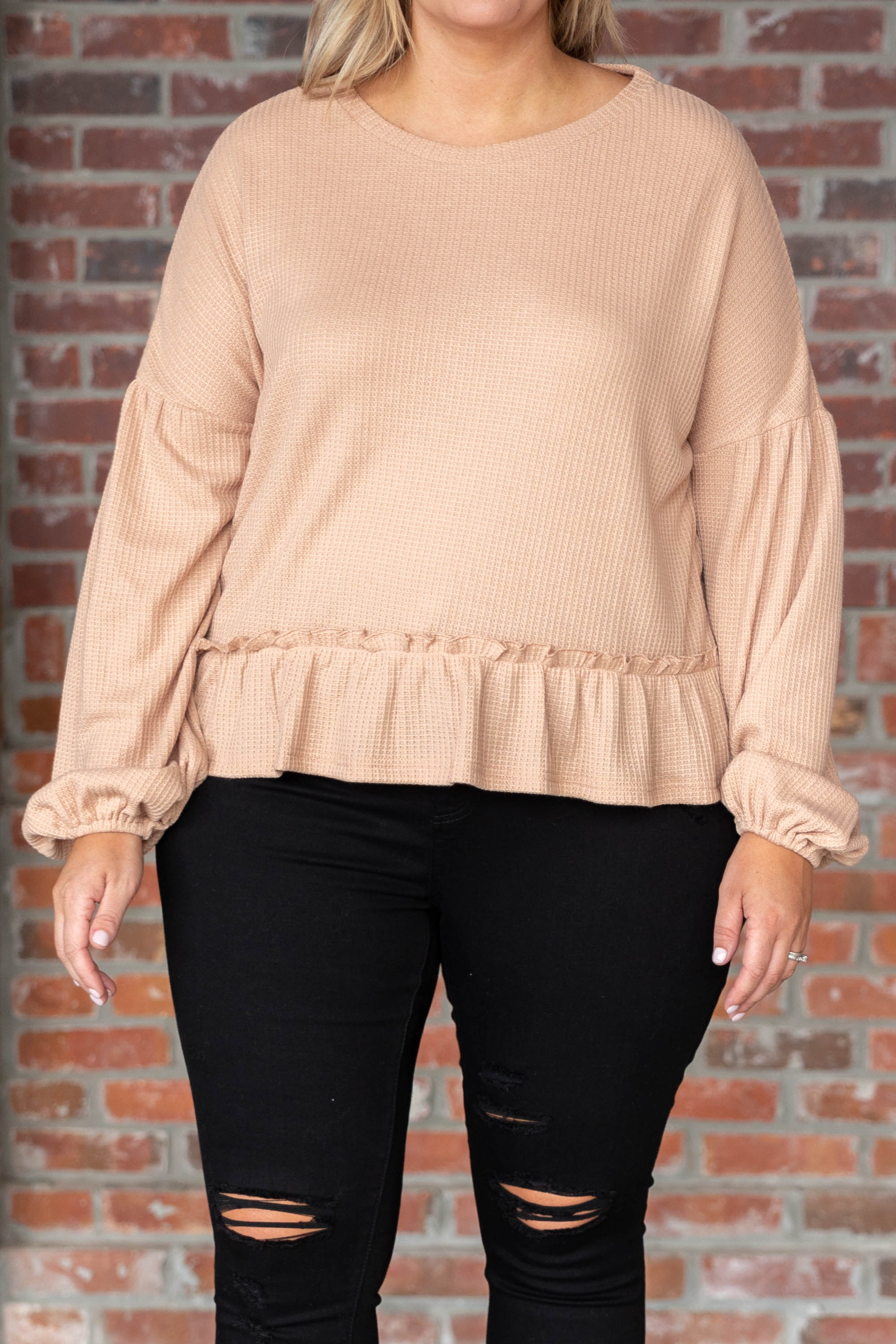 Clever Ways Top, Taupe