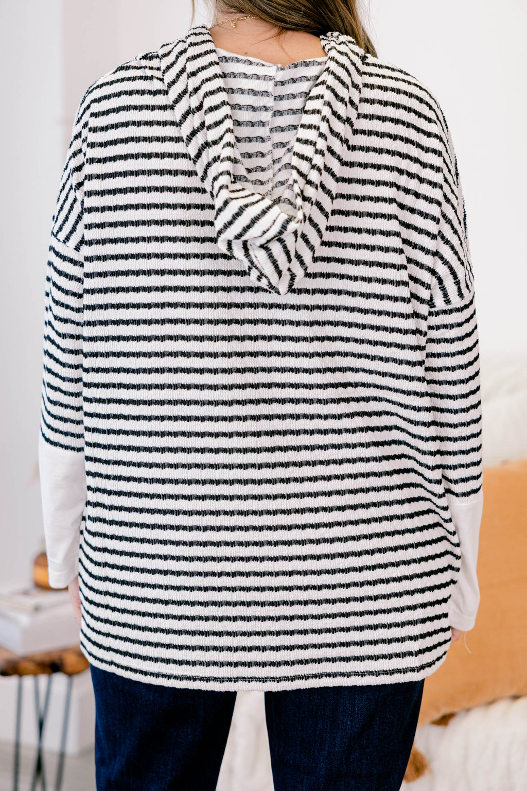 Coastal Breeze Hoodie, Cream-Black