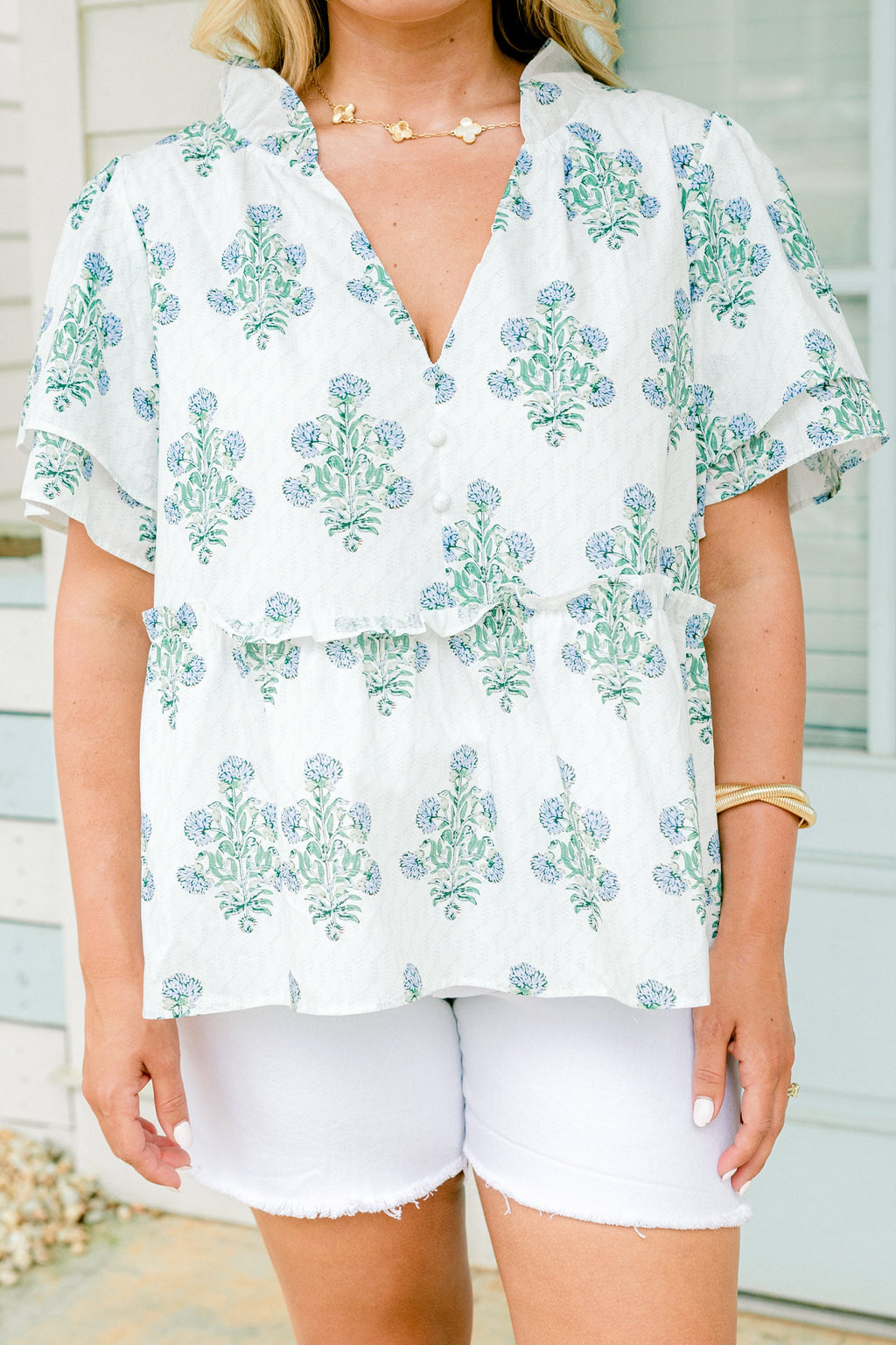 Coastal Love Top, White-Blue