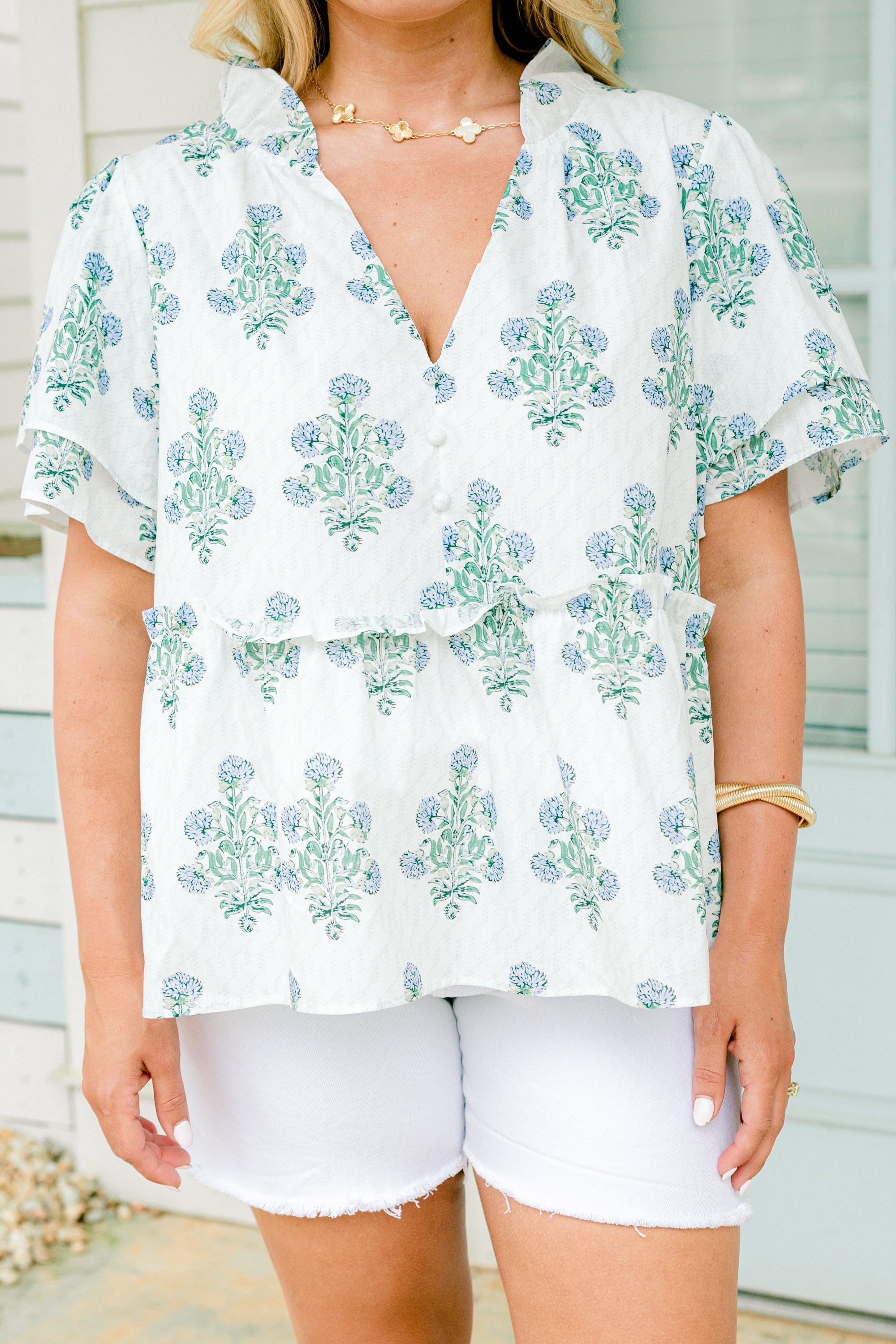 Coastal Love Top, White-Blue