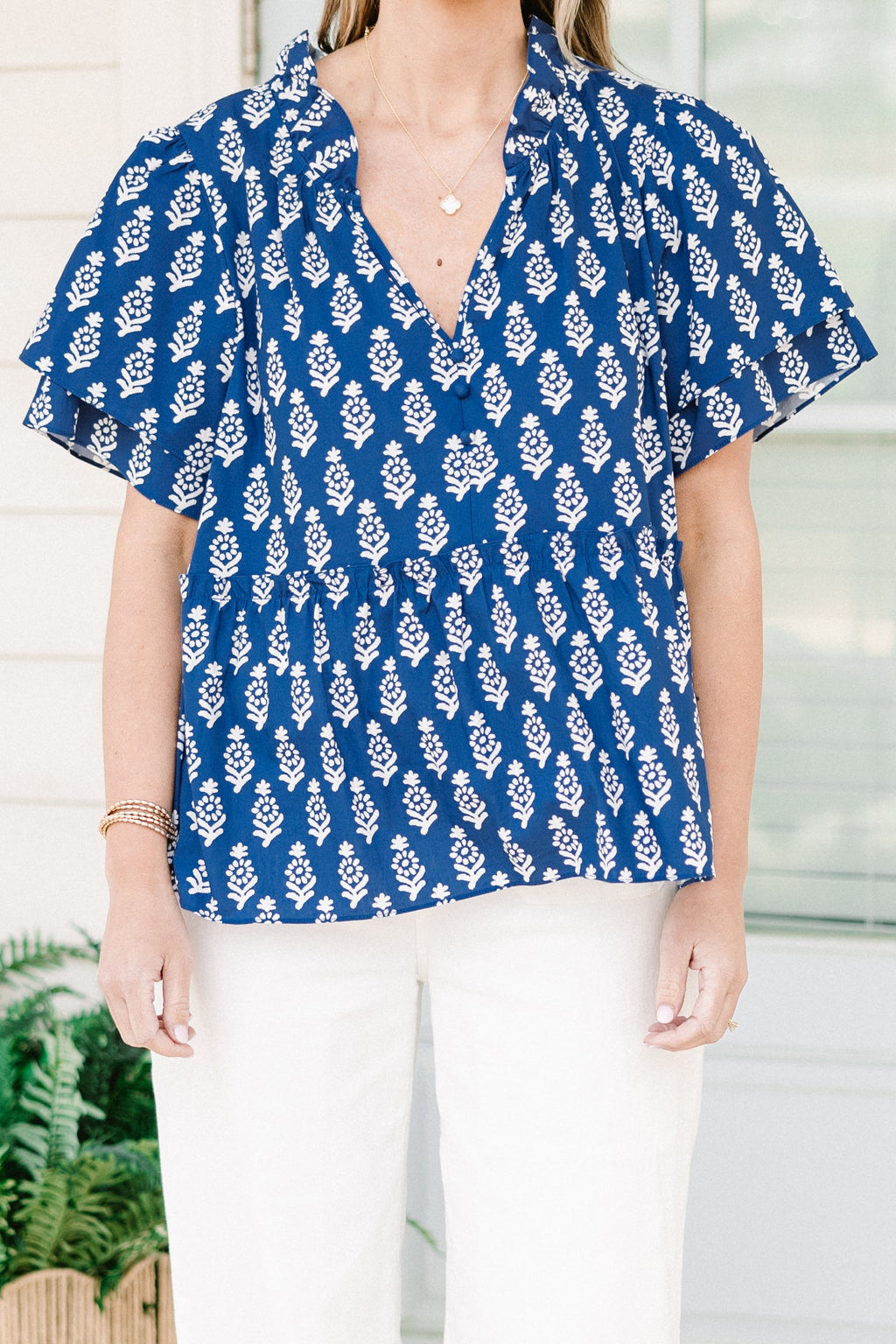 Coastal Love Top, Blue-White