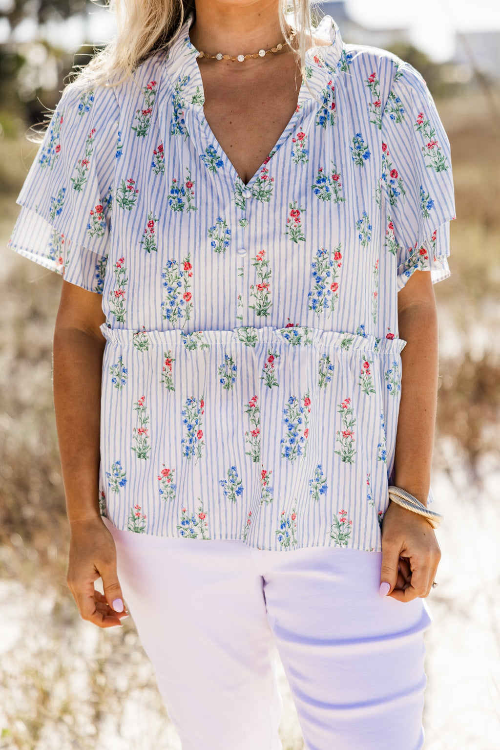 Coastal Love Top, Blue Floral