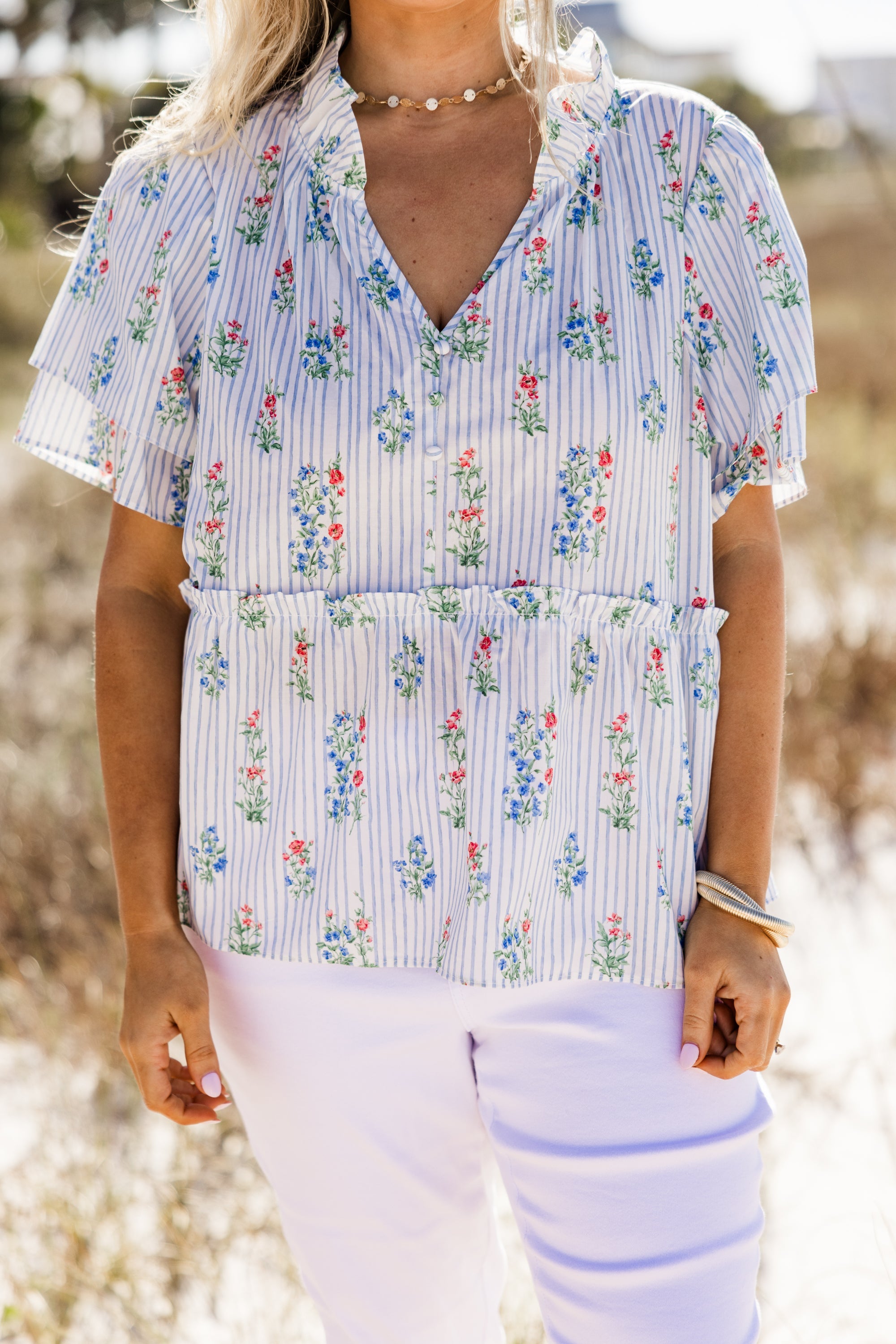 Coastal Love Top, Blue Floral