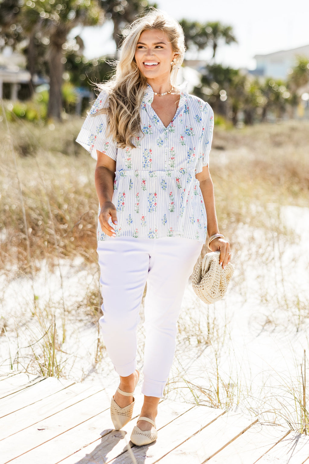 Coastal Love Top, Blue Floral