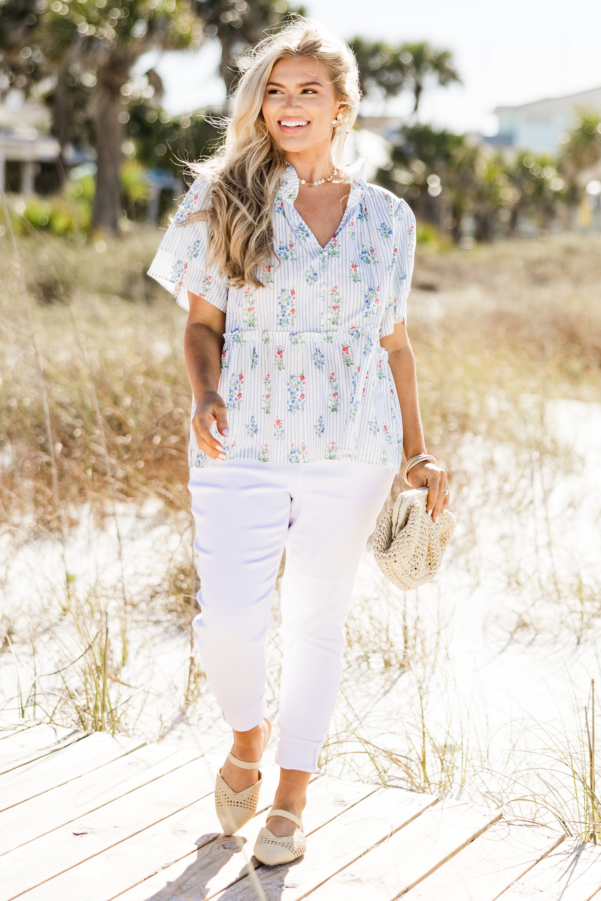 Coastal Love Top, Blue Floral