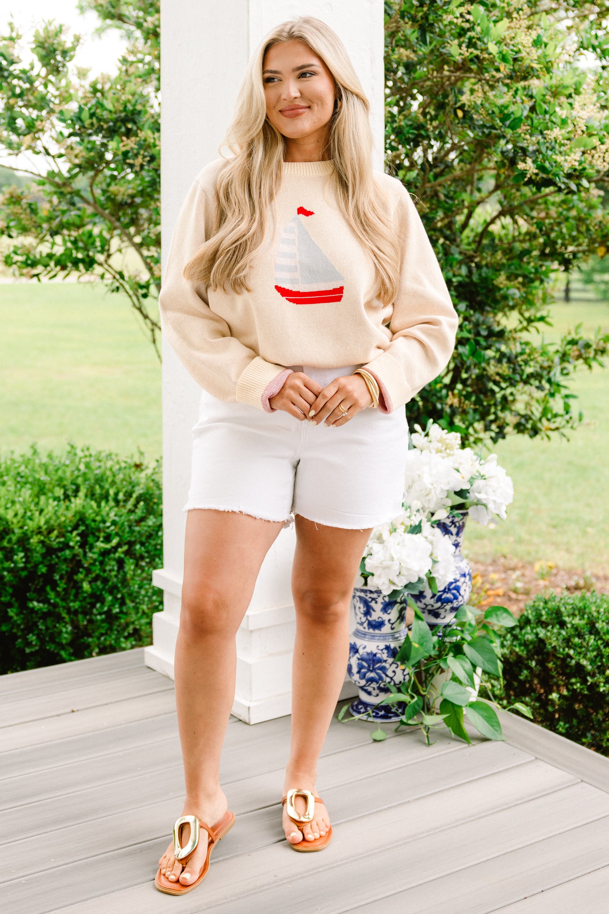 Coastal Summer Sweater, Ivory