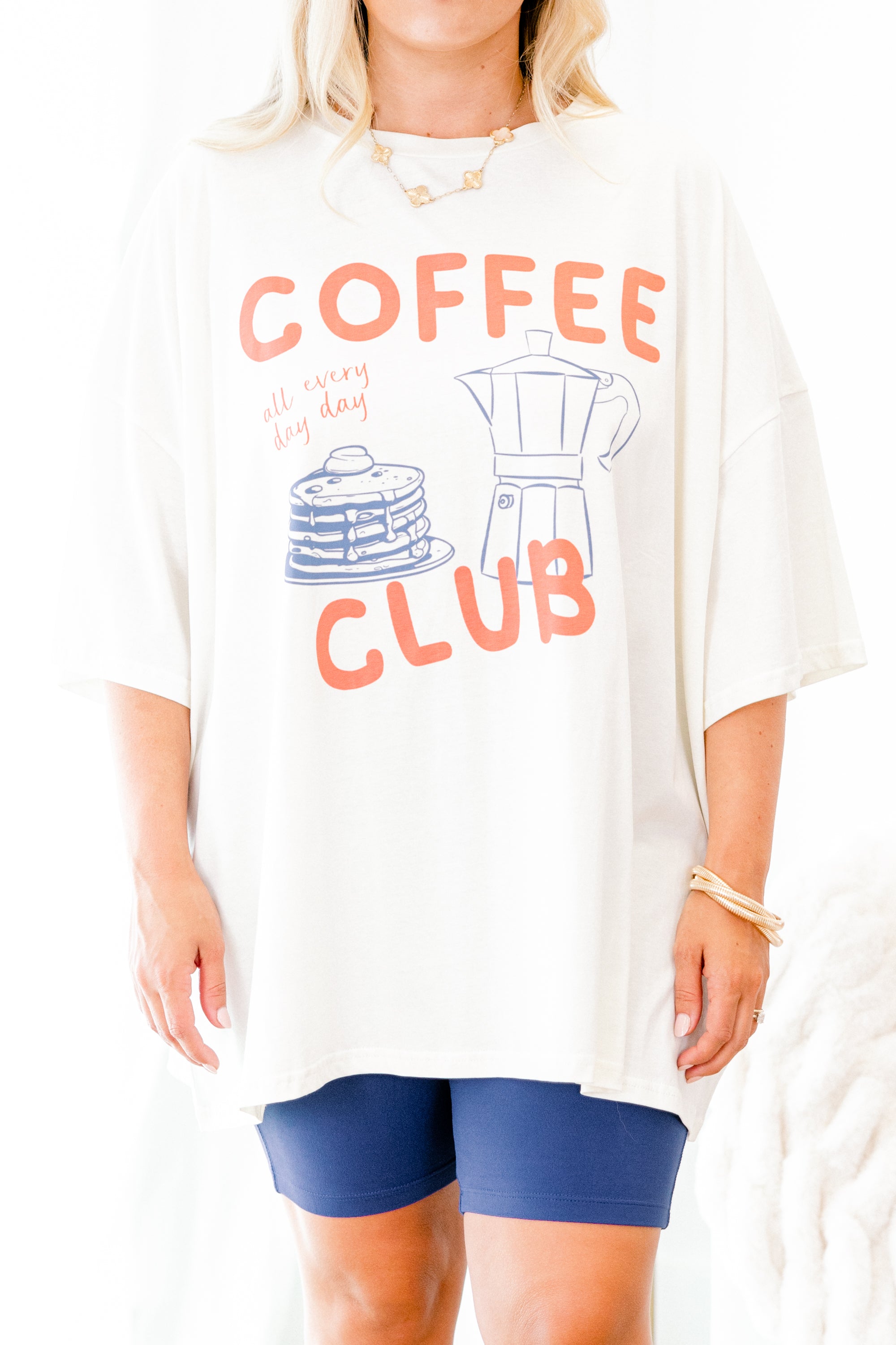 Coffee Club Boyfriend Tee, Ivory