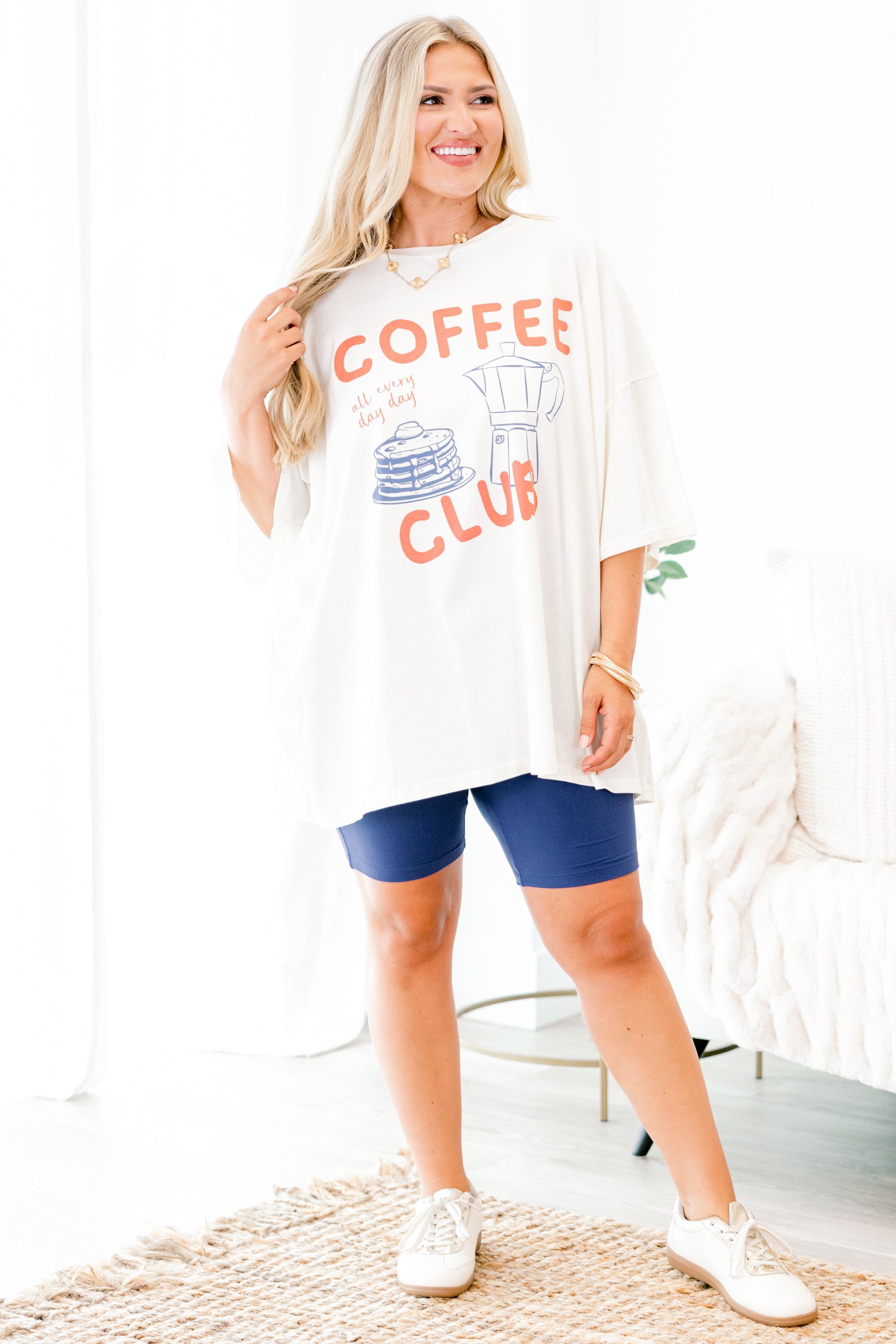Coffee Club Boyfriend Tee, Ivory