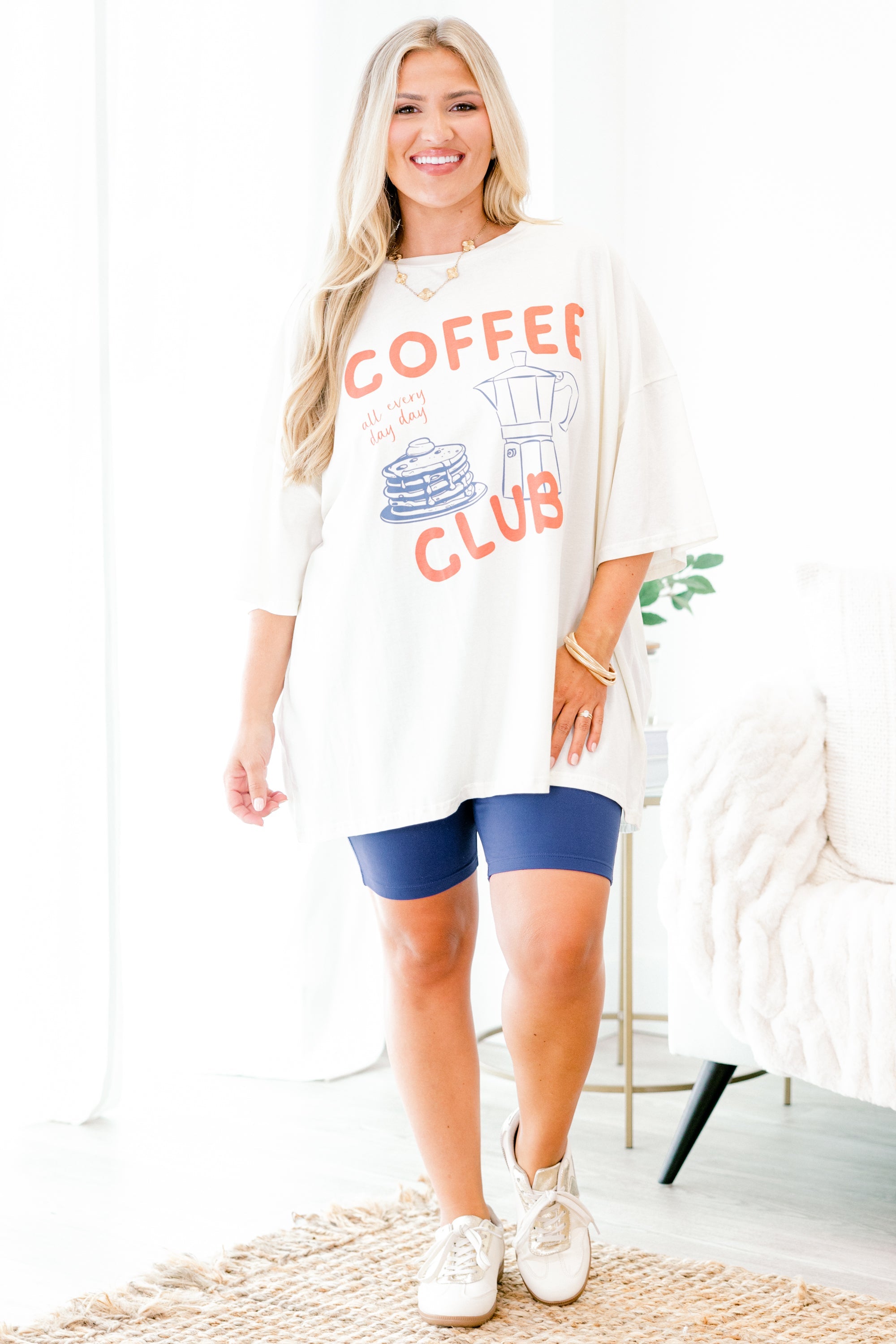 Coffee Club Boyfriend Tee, Ivory
