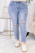 Coffee Date Jeans, Distressed Blue