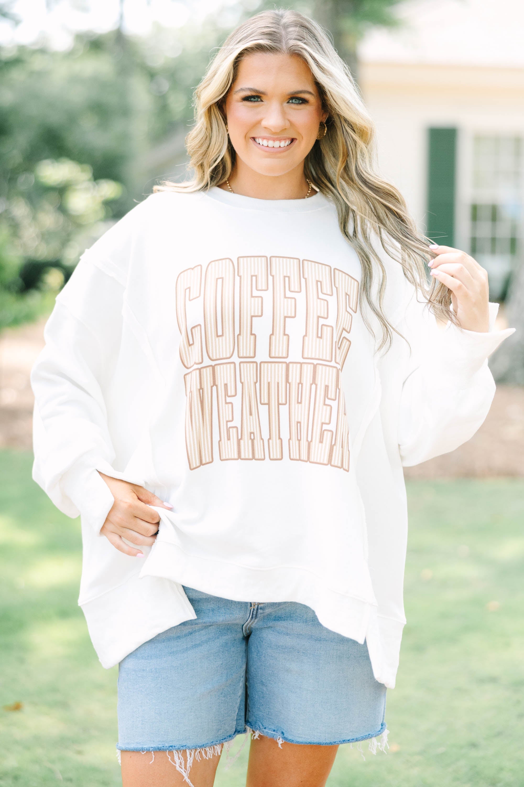 Coffee Days Ahead Comfy Crew, Ivory