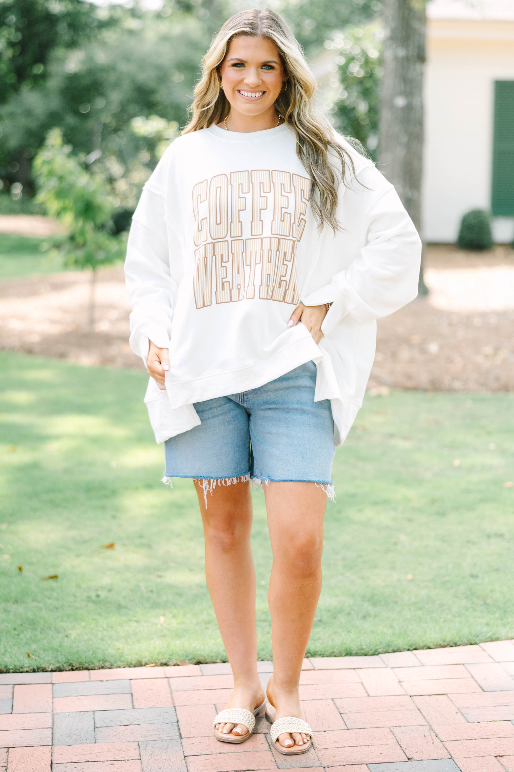 Coffee Days Ahead Comfy Crew, Ivory