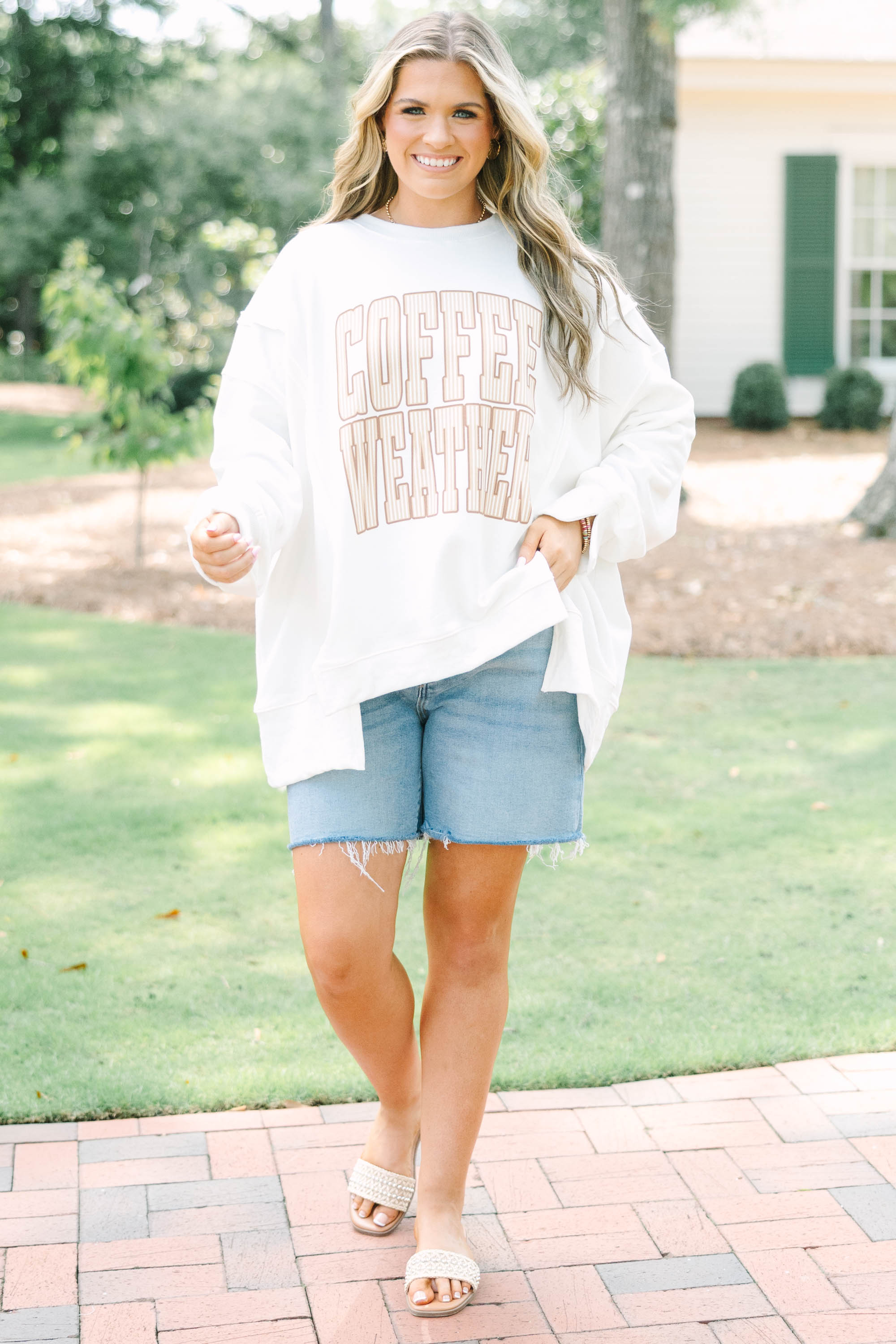 Coffee Days Ahead Comfy Crew, Ivory