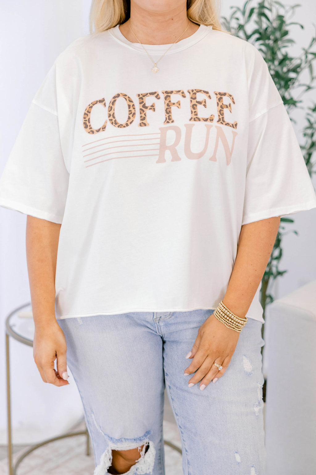Coffee Run Vintage Wash Tee, White