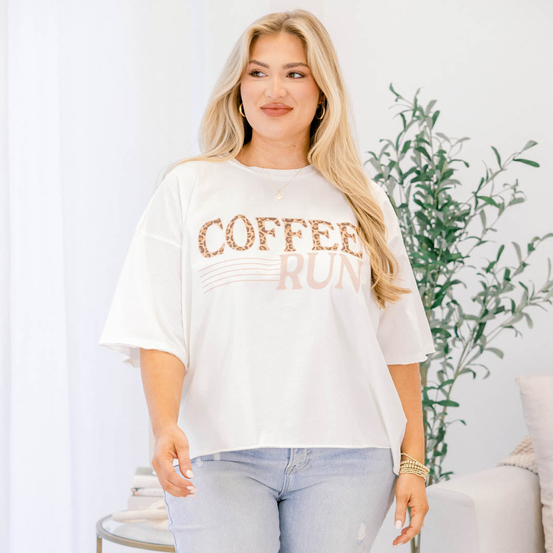 Coffee Run Vintage Wash Tee, White