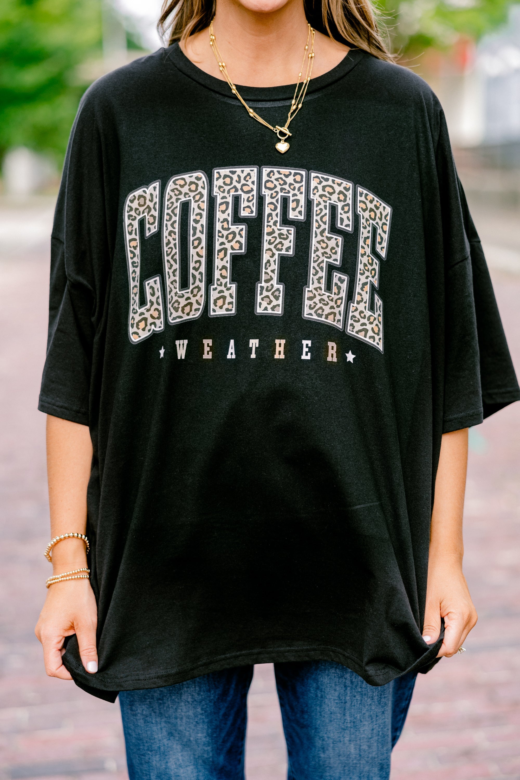 Coffee Season Boyfriend Tee, Black