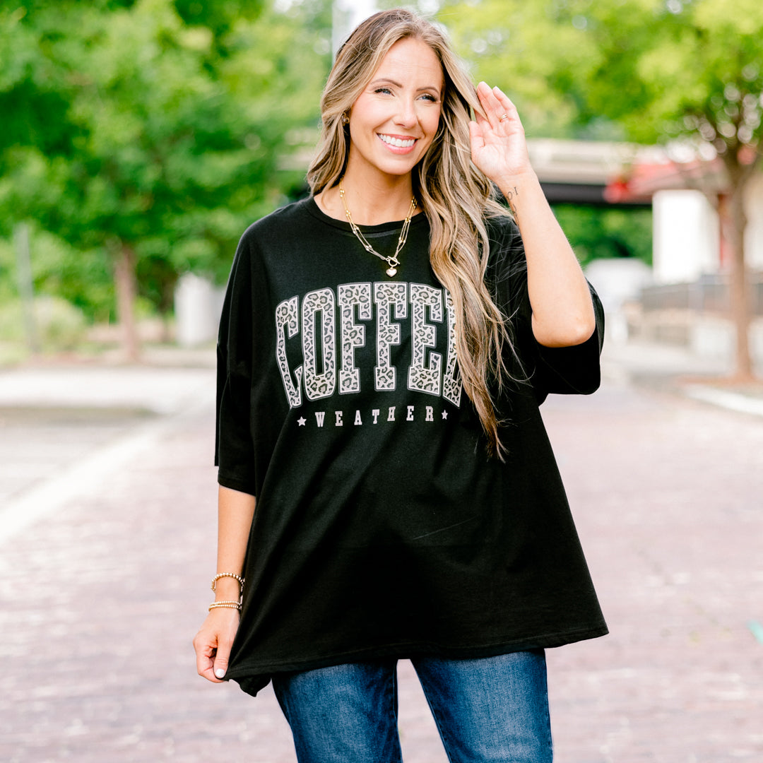 Coffee Season Boyfriend Tee, Black