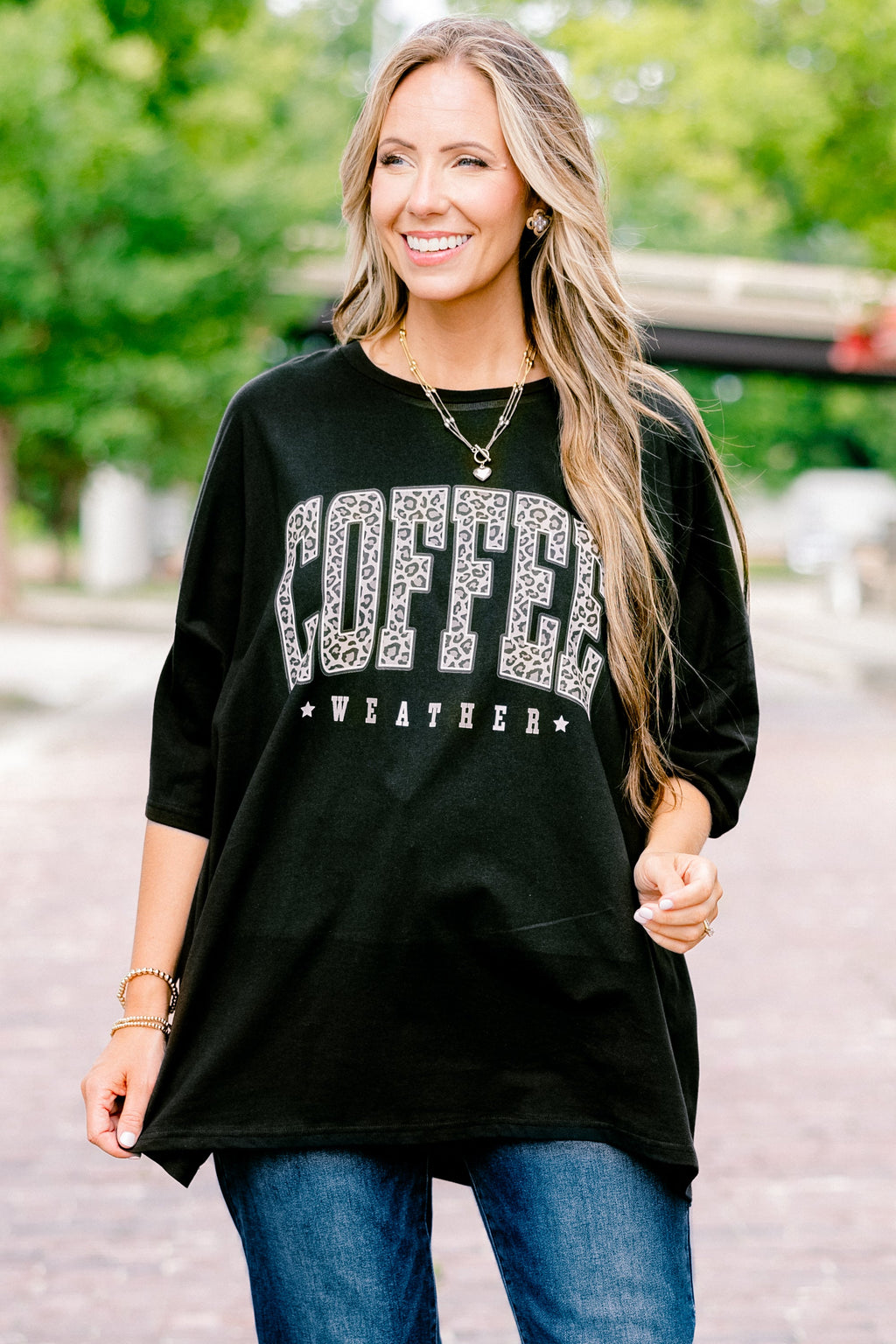 Coffee Season Boyfriend Tee, Black