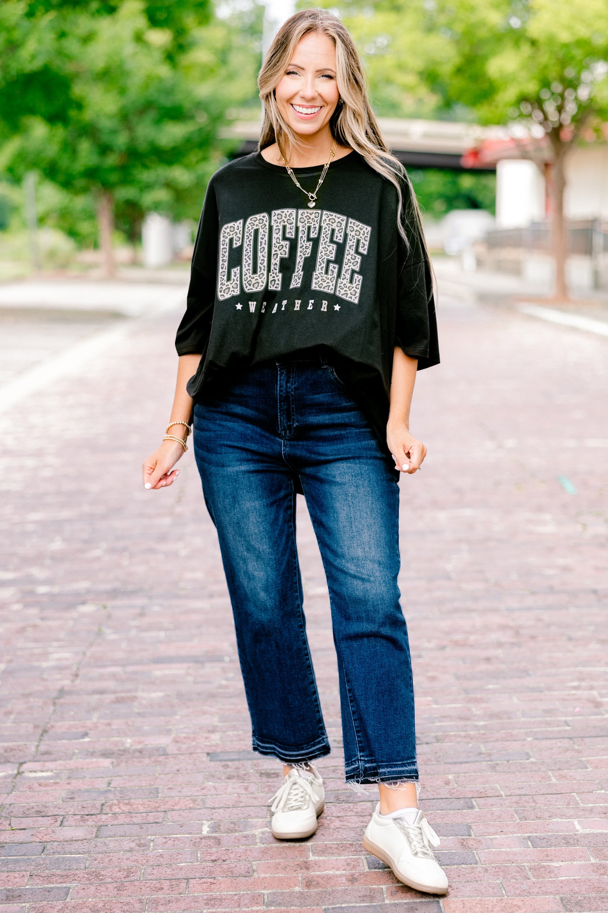 Coffee Season Boyfriend Tee, Black