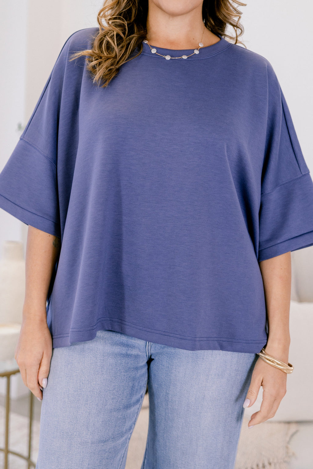Comfortable Charm Top, Blue Indigo