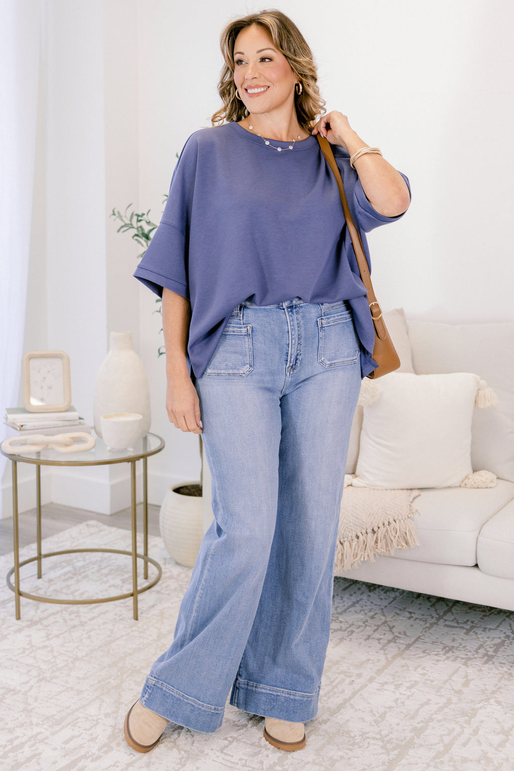 Comfortable Charm Top, Blue Indigo