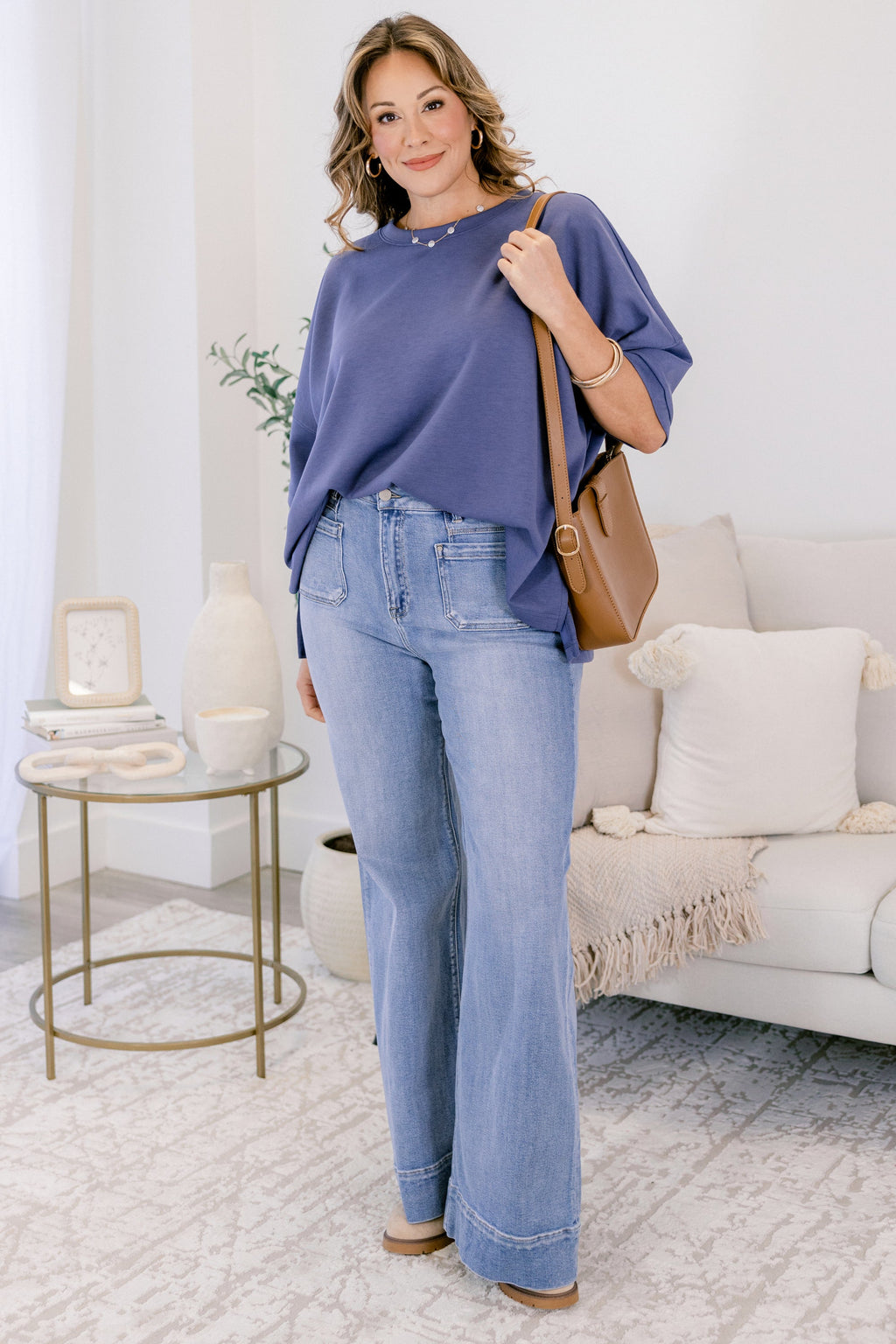 Comfortable Charm Top, Blue Indigo