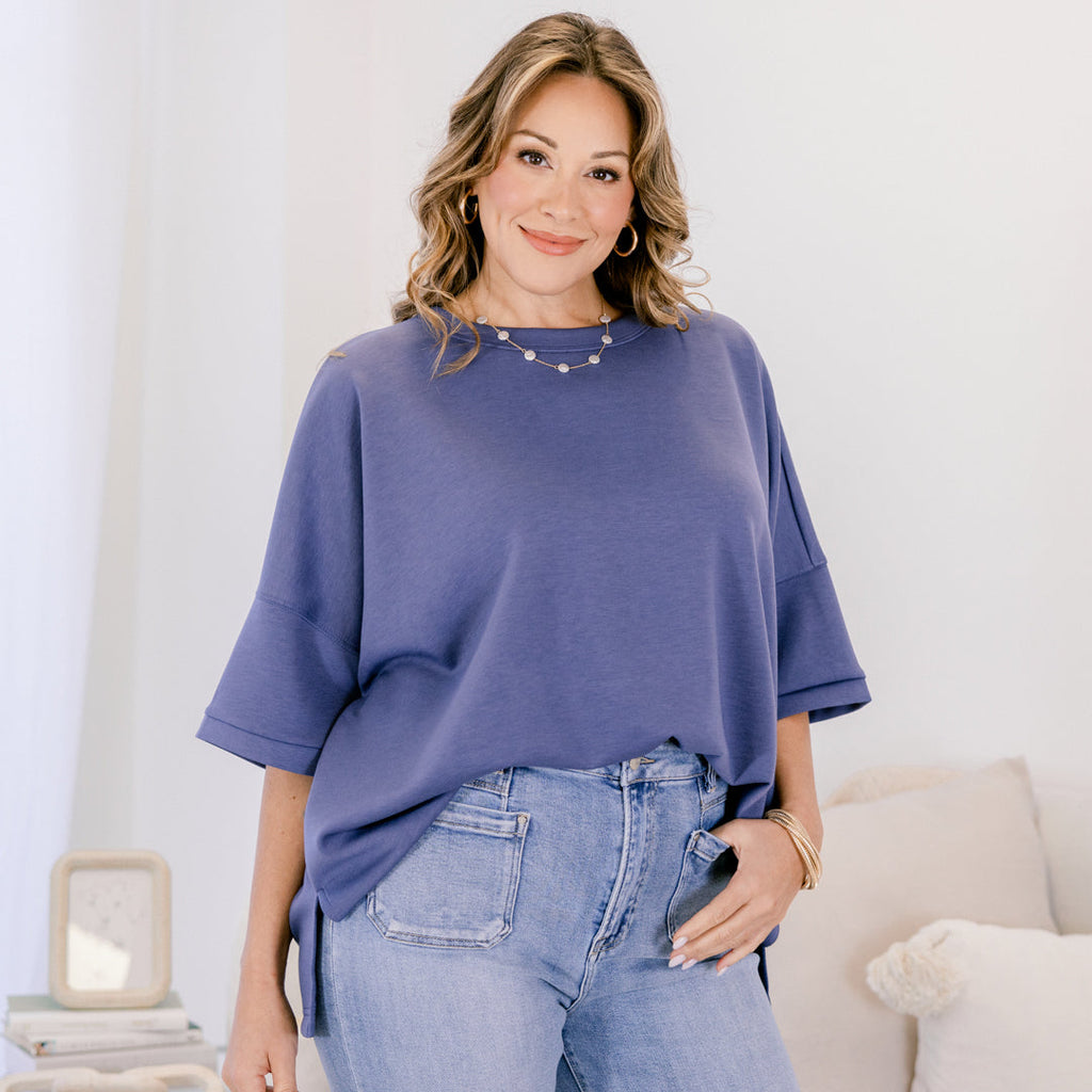 Comfortable Charm Top, Blue Indigo