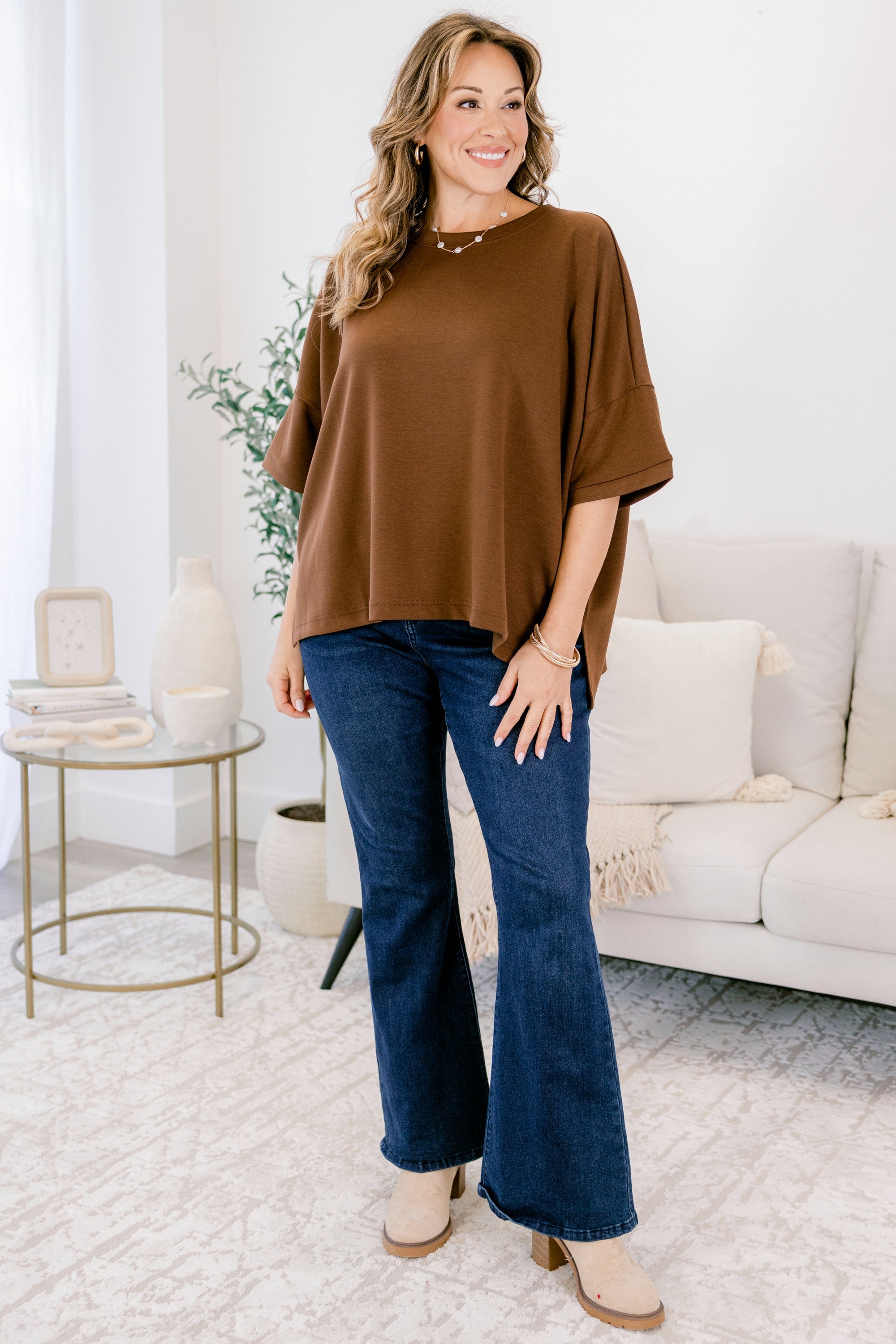 Comfortable Charm Top, Brown