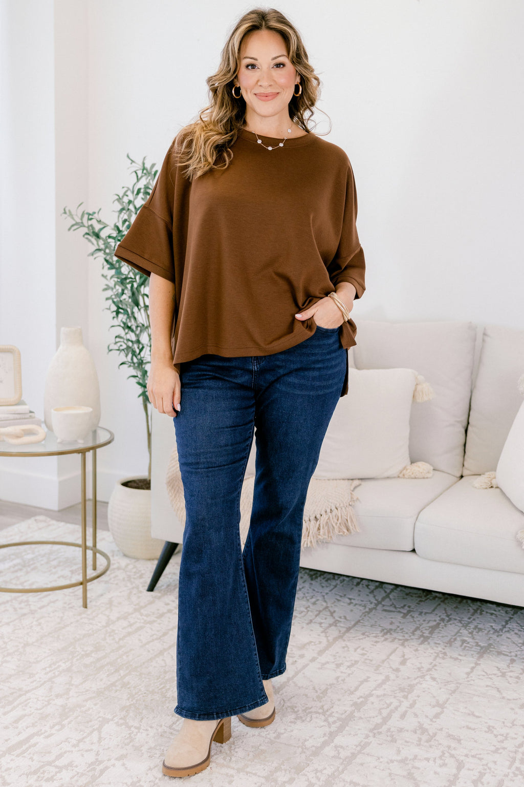 Comfortable Charm Top, Brown