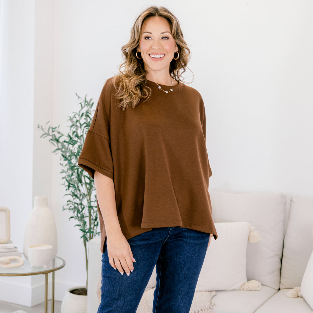 Comfortable Charm Top, Brown