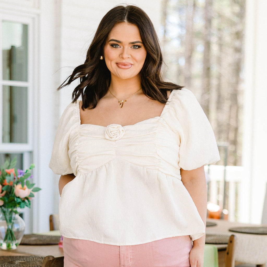 Comforting Help Babydoll Top, Vanilla
