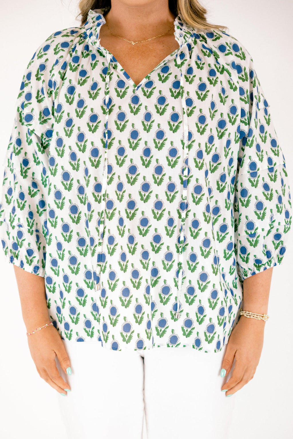 Couldn't Be Better Top, White-Blue