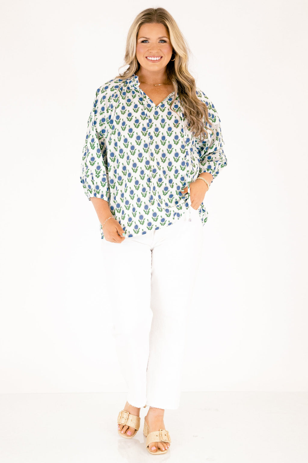 Couldn't Be Better Top, White-Blue