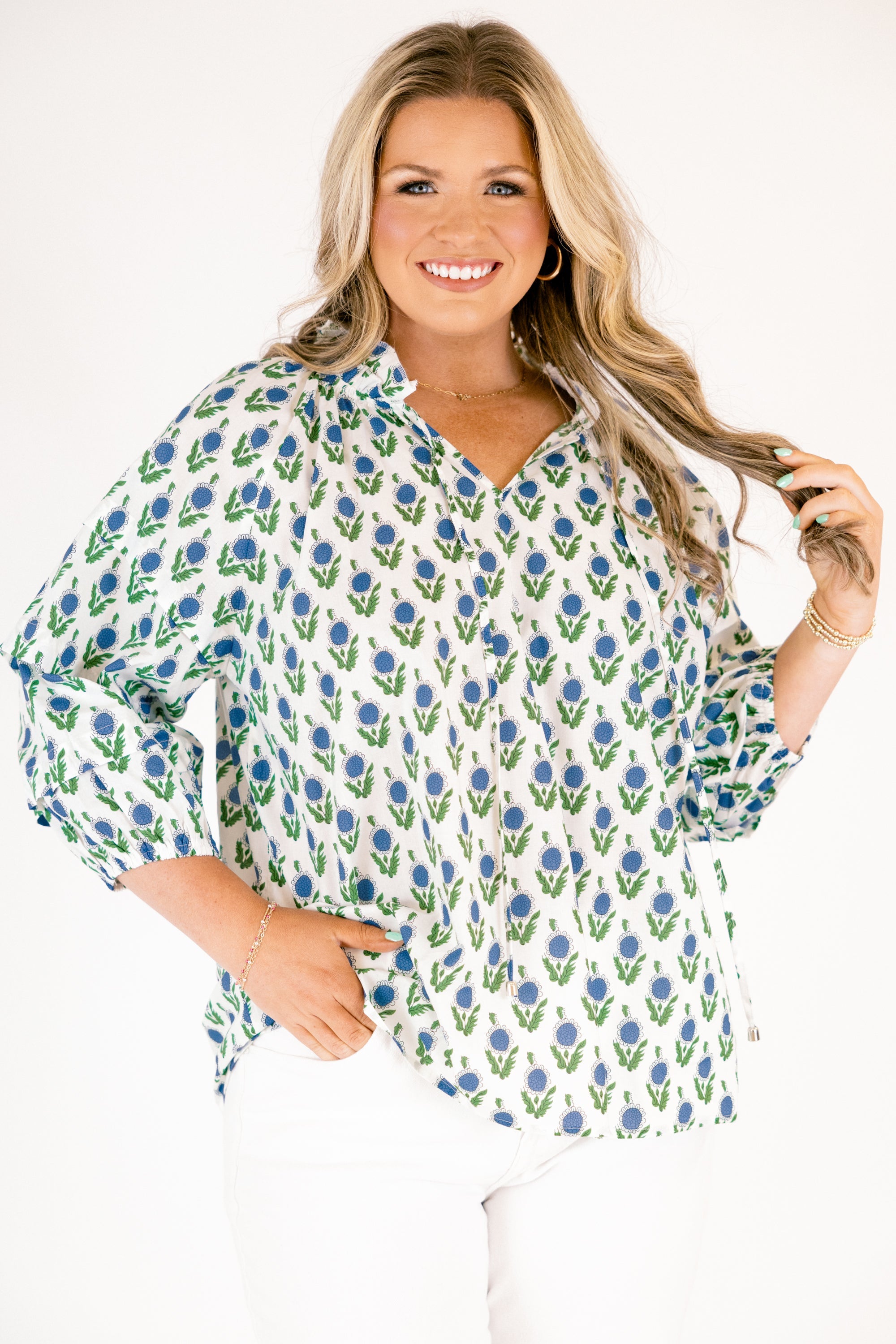 Couldn't Be Better Top, White-Blue