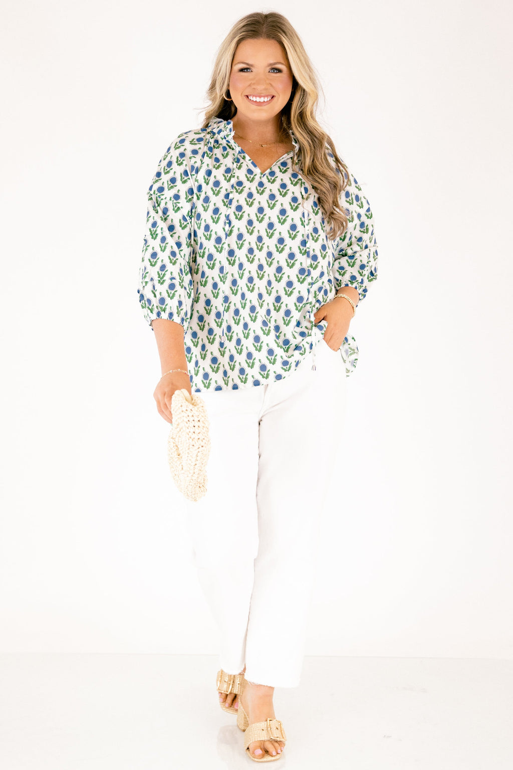 Couldn't Be Better Top, White-Blue