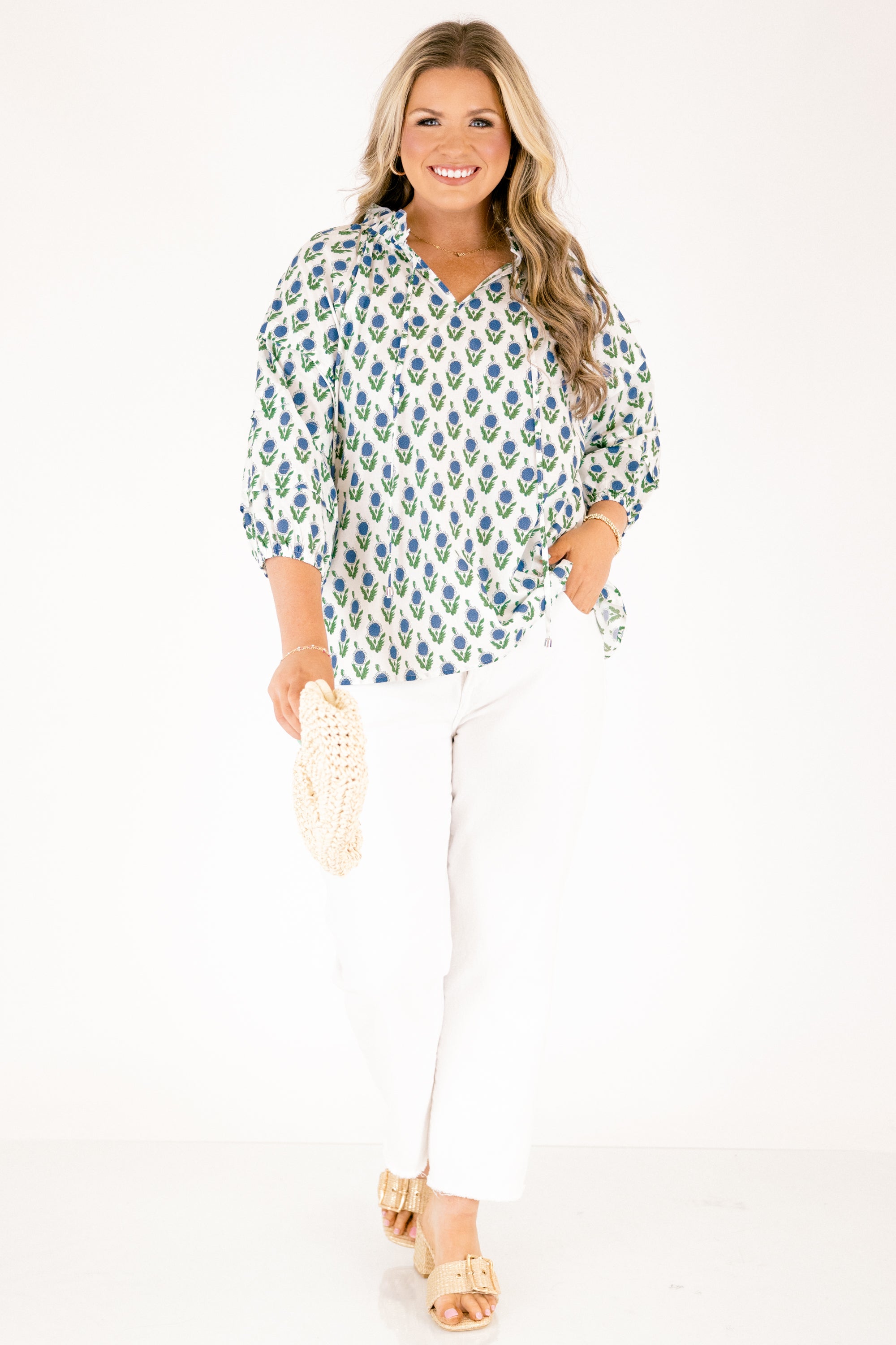 Couldn't Be Better Top, White-Blue