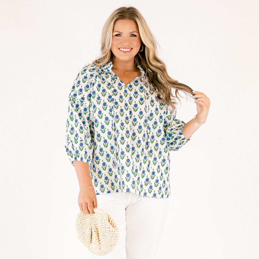 Couldn't Be Better Top, White-Blue