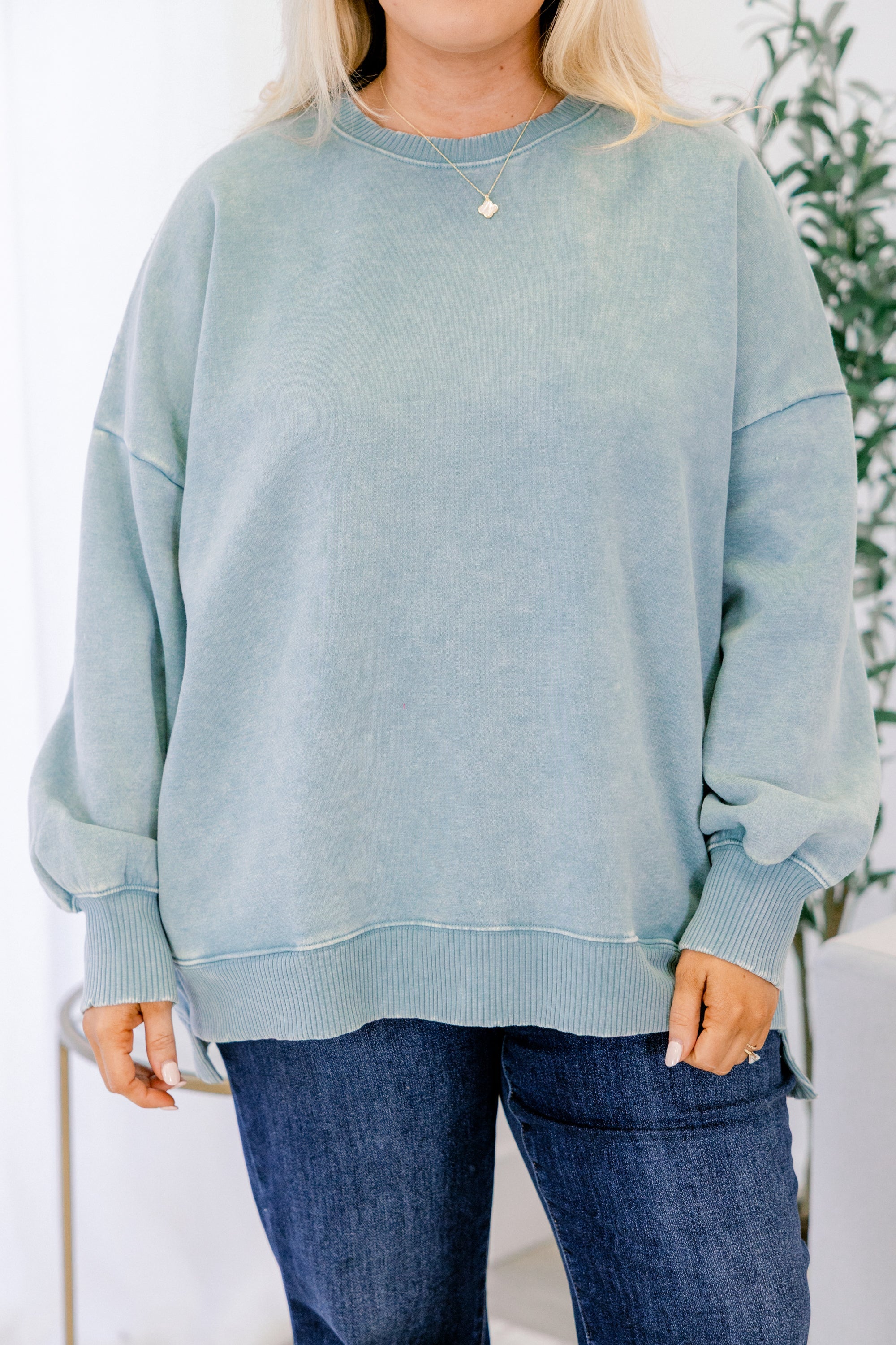 Counting The Days Pullover, Ash Blue