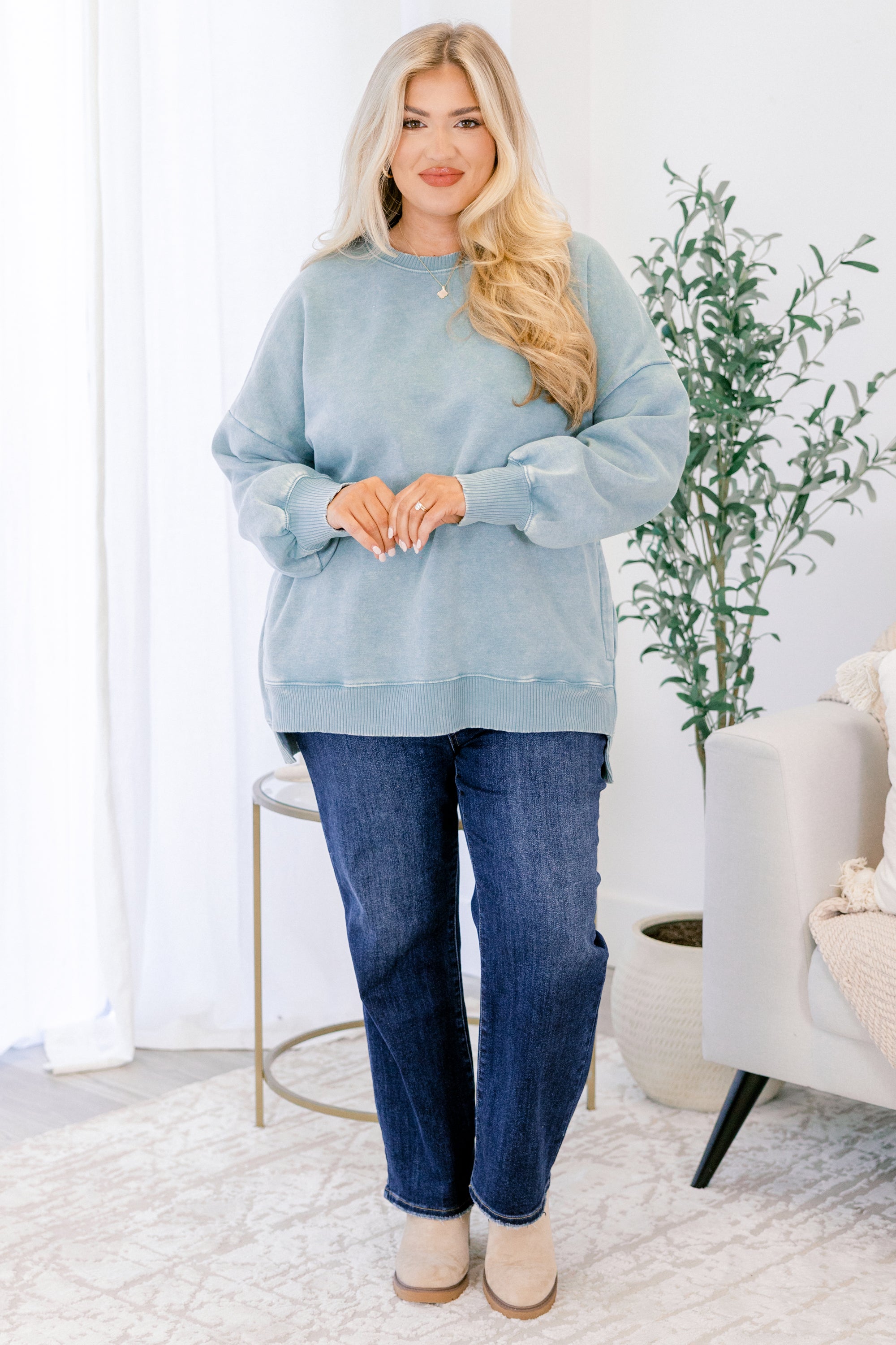 Counting The Days Pullover, Ash Blue