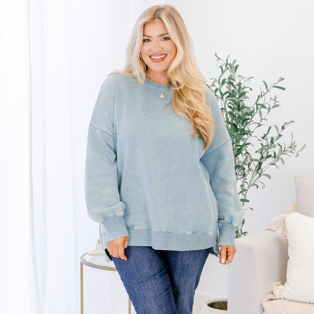 Counting The Days Pullover, Ash Blue