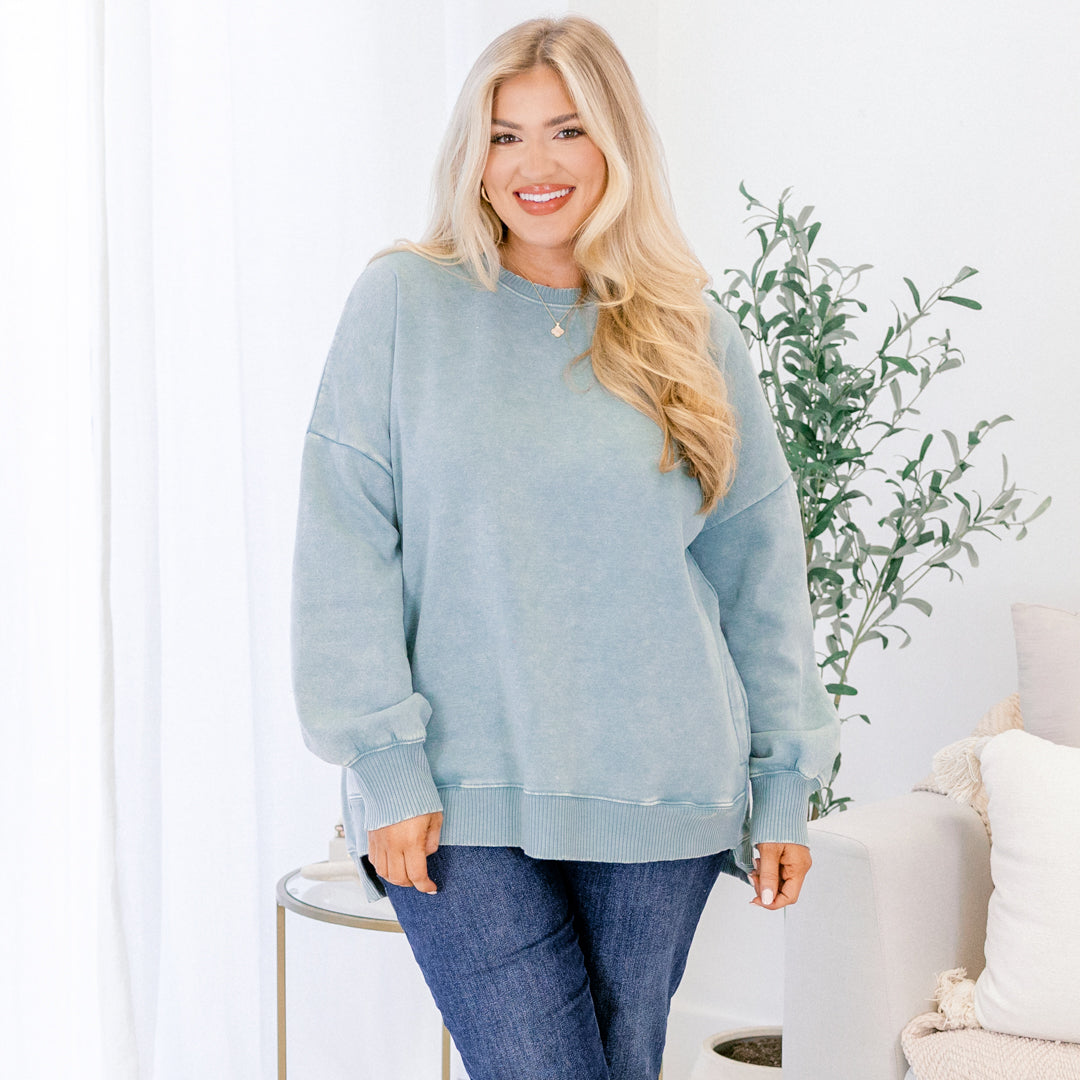 Counting The Days Pullover, Ash Blue