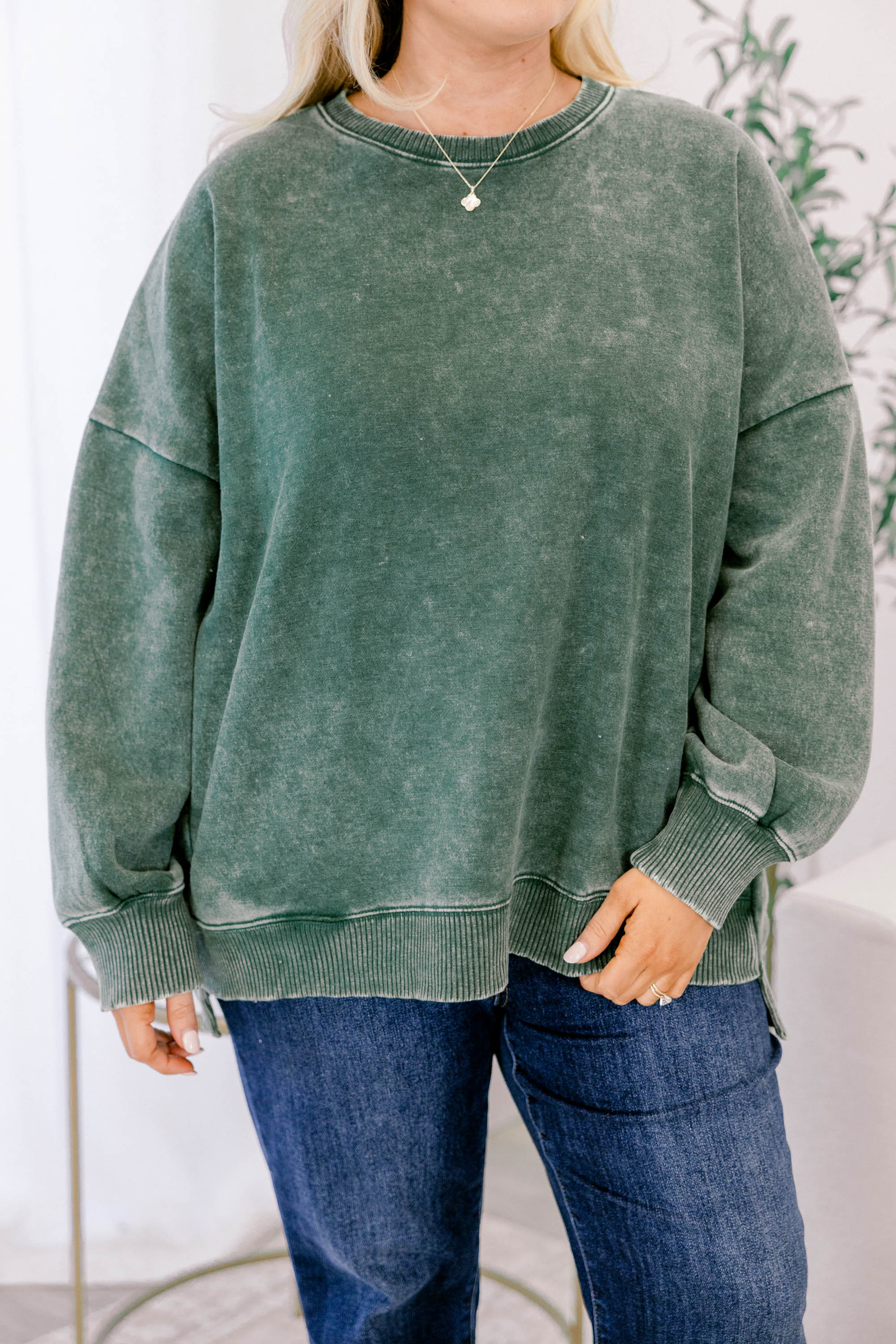 Counting The Days Pullover, Dark Green