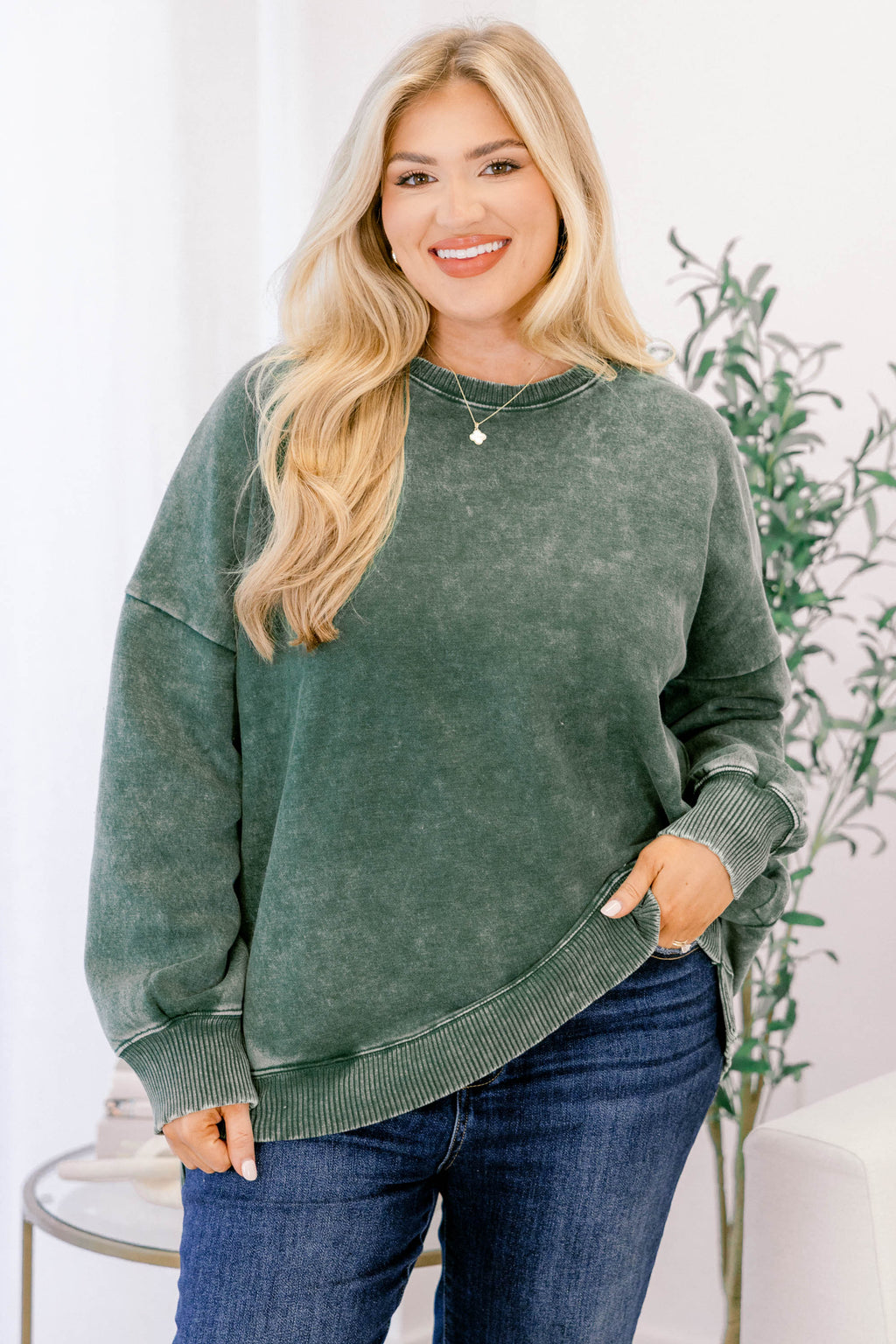Counting The Days Pullover, Dark Green