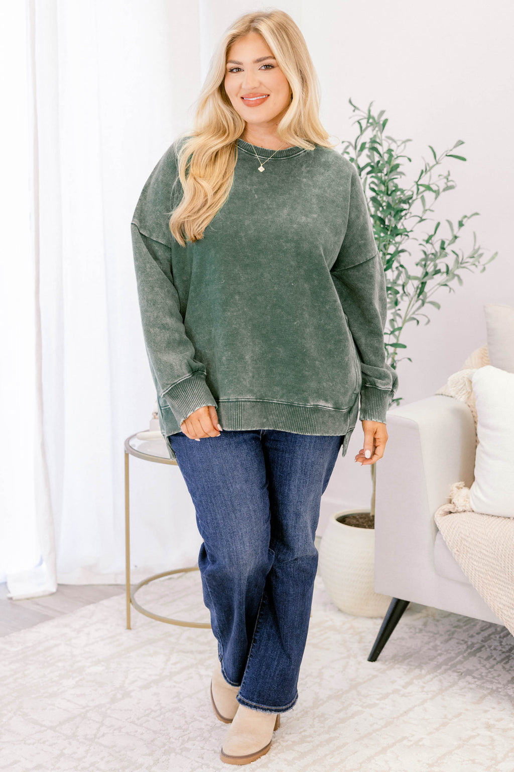 Counting The Days Pullover, Dark Green
