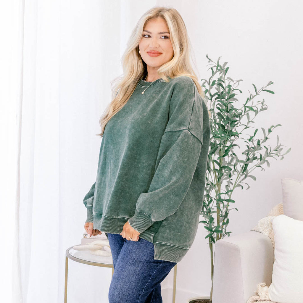Counting The Days Pullover, Dark Green