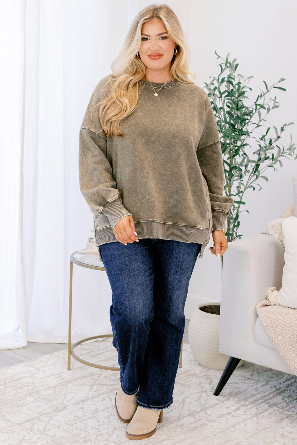 Counting The Days Pullover, Dark Olive