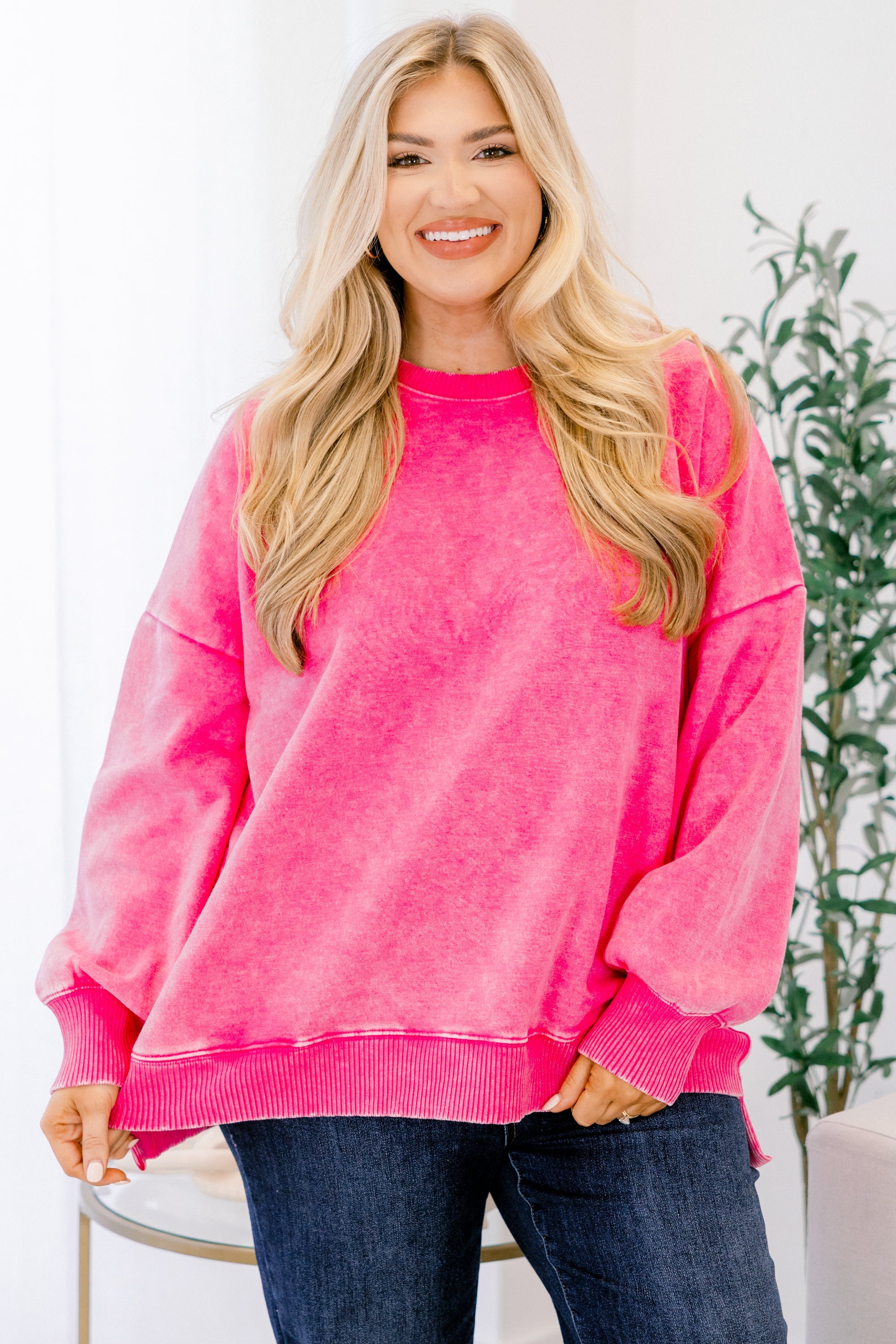 Counting The Days Pullover, Hot Pink