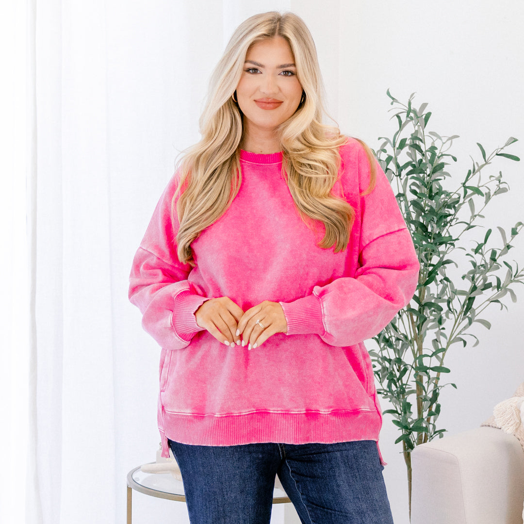 Counting The Days Pullover, Hot Pink